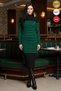 Women's Green Black Line Detailed Half Fisherman Slim Pencil Knitwear Dress - 4