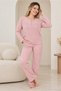 Women's Plus Size Stretch Fabric Long Sleeve Pajama Set - Powder 30277 - 2