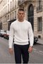 Leone Anti-Peeling Anti-Pilling Hairless Knitted Crew Neck Men's Sweater - Ecru - 5