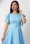 Atlas Dress with Ruffled Sleeves and Belt DKS1213 - 2