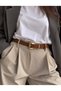 Jewel Plain Patterned Suede Women's Gold Buckled Belt Jacket Belt Dress Belt Trouser Belt - 2