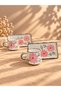 Pink Floral Pattern Handmade Ceramic, Presentation Set of 2 Coffee Cups - 2