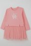 Girls' Long Sleeve Dress with Floral Print and Tulle, 2-6 Years, Pink - 7