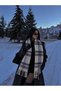 Women's Beige Plaid Patterned Scarf-Shawl Sal1297 - 2