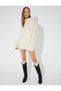 Long Sleeve Lightweight Stand Collar Oversize Tassel Sweater Dress