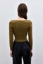 V-Neck Crop Knitwear - Mold Green - 7