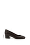 Brown Antique Heart Genuine Leather Round Toe Short Thick Heeled Women's Shoes 24100 - 3