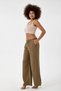 Women's Elastic Waist Wide Leg Muslin Trousers %100 Cotton Wide Wide-Leg Comfortable Office & Casual Style