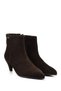 Women's Brown Suede Zippered Pointed Toe Genuine Leather Boots - 4