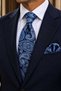 Navy Blue Paisley Pattern Classic Tie with Handkerchief Kk13129