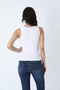 Basic Women's Cotton Tank Top with Corded Fabric Hem and Thick Straps - White, 2-Pack - 5