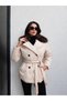 Baklava Pattern Collar Fur Padded Coat