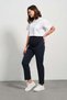 Maternity Flexible Waistband Adjustable Winter Mom Fit Gabardine Trousers Dark Blue - 4