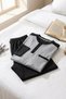 Men's Pajama Set Long Sleeve Buttoned Collar Pocketed Striped Bottom Compact Combed Cotton Home Wear Tracksuit Set - 5
