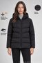 Women's Black Hooded Fleece-Lined Fur-Trimmed Waterproof Wind-Resistant Puffer Coat Parka