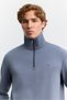 Men's Indigo Stand Collar Zippered Modal Blend Soft Touch Regular Fit Sweatshirt A62Y1271 - 2
