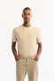 Men's Beige Classic Waist Cotton Piece-Dye Washed Roman Crop Slim Fit Jean Pants A52Y3552 - 3