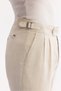 Men's Beige Classic Waist 100% Linen Breathable Carrot Fit Trousers A61Y3025 - 6