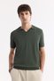 Men's Khaki Polo Neck Rayon Knitwear Regular Fit T-Shirt A51Y5015 - 6