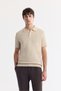 Men's Beige Polo Neck Cotton Knit Regular Fit T-Shirt A51Y5040