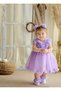 Lilac Baby Girl Dress, Laser Floral, Mevlit Set Eid Dress Set Birthday Dress Set - 4