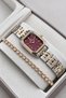 Original Women's Watch - 3 Atm Water Resistant - Gold, Silver, Burgundy Steel Strap - Japanese Movement - 2-Year Warranty - Stylish Gift Boxed Wristwatch Hmby2091C4 - 3