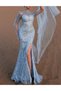 Rochie lunga, albastru deschis - 5
