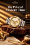 VANTOR CHRONEX Men's Luxury Quartz Watch, Gold Dial, Silver Gold Stainless Steel Strap, Multifunction Date Display, Premium Watch, Gift for Men, TR1009M-SG - 3