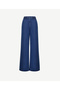 High Waist Wide Leg Denim Trousers with Braided Belt Detail - 4