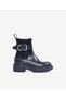 Leather Boots with Elastic and Buckle