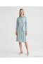 Plain Shirt Collar Long Sleeve Dress - 5