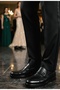 Genuine Leather Black Lace-Up Buckle Handmade Classic Men's Shoes, Kabala. - 3