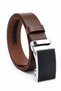Automatic Buckle, No-Hole, Suede Leather, Classic Men's Belt, Light Brown. - 3