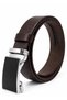 Automatic Buckle, No-Hole, Classic Men's Belt Made of Buffalo Leather, Brown.