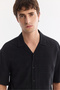 Men's Black Apaj Collar Viscose Blended Short Sleeve Comfort Fit Shirt A61Y2061 - 2