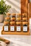 12-Piece Glass Spice Set with Bamboo Vacuum Lids and Labels, 12 Pieces Glass