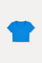 Blue V-neck cropped top