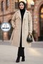 Belted Buttoned Trench Coat Stone Color Hm2890
