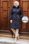 Quilted Coat Navy Blue Hm2956
