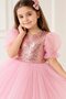Balloon Sleeve Sequin Tutu Dress for Girls M00751 Pink - 5