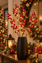 Led Fairy Daylight + 4 Pieces 70 cm Large Size Handmade Uğur Kokina Red Berry Christmas Ornament - 2
