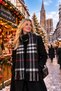 London | Women's Winter Shawl 50x190 cm | Black, Gray, and Red Oversized Plaid-Patterned Thick, Soft, Tasseled Shoulder Shawl With Scarf - 3