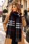 London | Women's Winter Shawl 50x190 cm | Black, Gray, and Red Oversized Plaid-Patterned Thick, Soft, Tasseled Shoulder Shawl With Scarf - 5