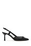 Women's Black Open-Back Stiletto, Thin Heeled Leather Shoes 26Pfd120218