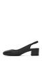 Flex Women's Black Open Back Thick Short Heeled Leather Shoes 26Pfd140718 - 3