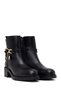 Women's Black Zippered Thick Heeled Leather Casual Boots Wf190044Dv - 2