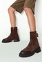 Women's Brown Thick Soled Suede Leather Boots 25Wfd153010