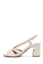 Women's Cream Ankle Buckle Thick Heeled Sandals 26Sfe462018 - 3