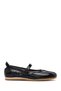 Women's Black Strappy Patent Leather Shoes, Leather Ballerinas 26Pfd370416