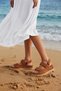 Women's Tan Strappy Thick Soled Suede Leather Sandals 26Sfd151610 - 2